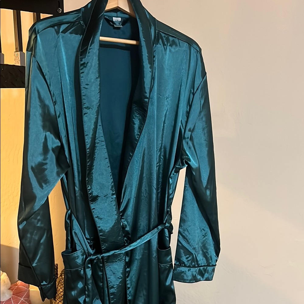Elegant Teal Satin Robe